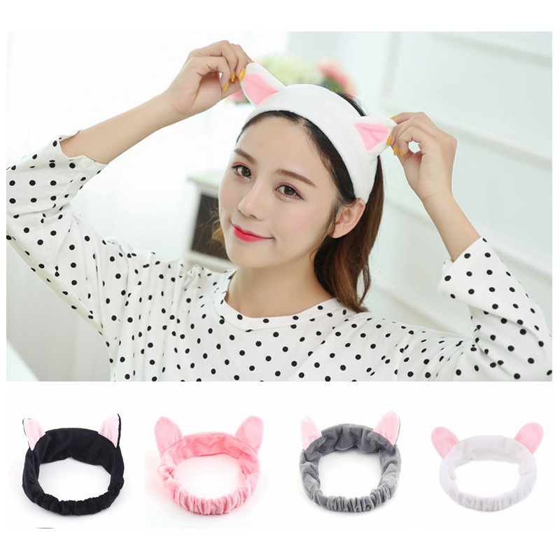 Bando Bandana Aksesoris Rambut Wanita Motif Kuping Kucing Korea