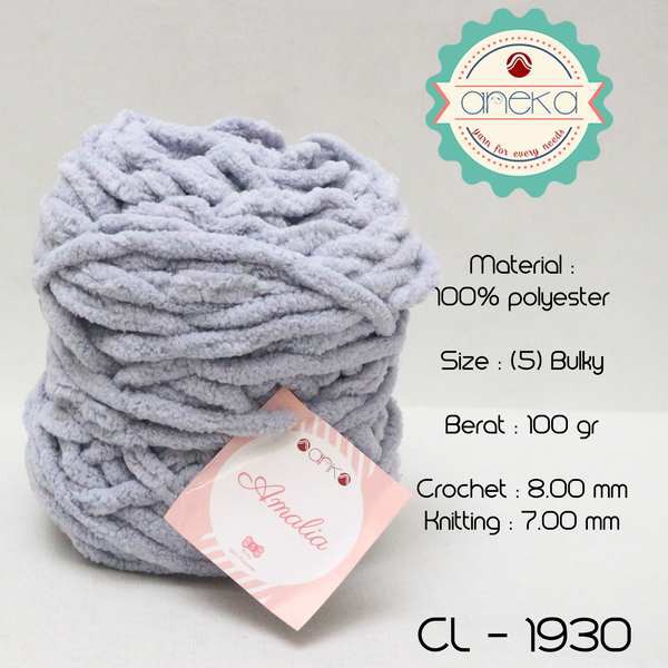 Benang Rajut Chenille Midi Amalia Yarn 1930 Abu Muda