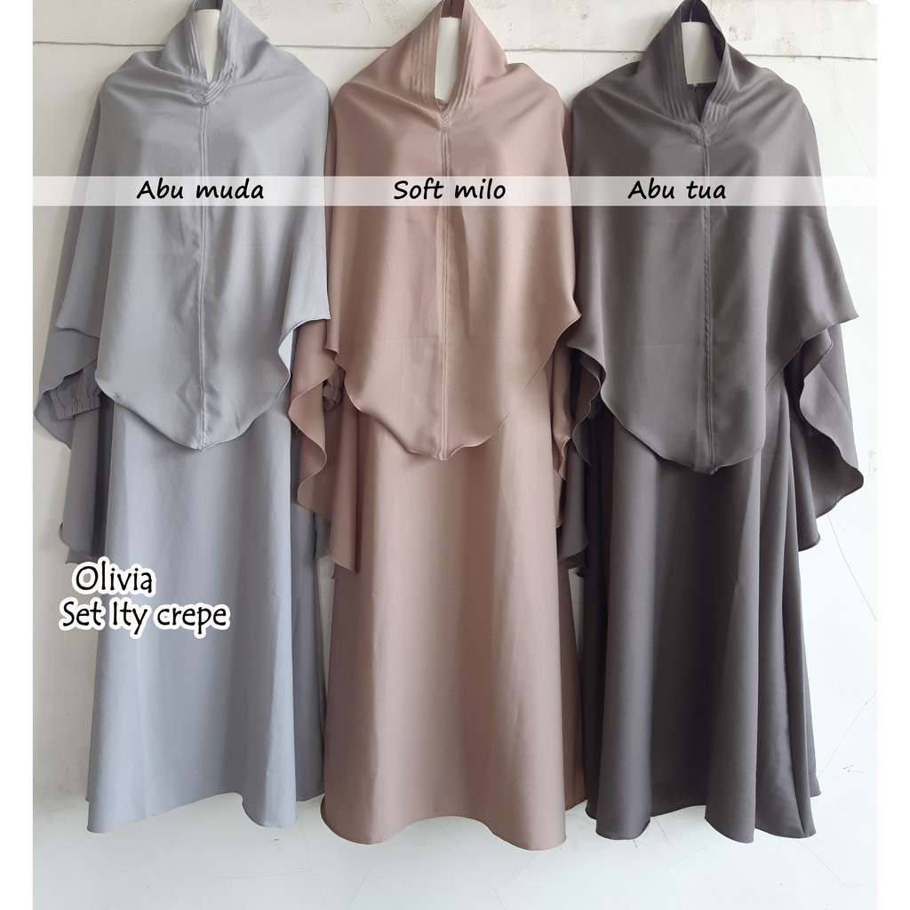 Syar'i Set Olivia Ity Crepe / Gamis Set Hijab Polos