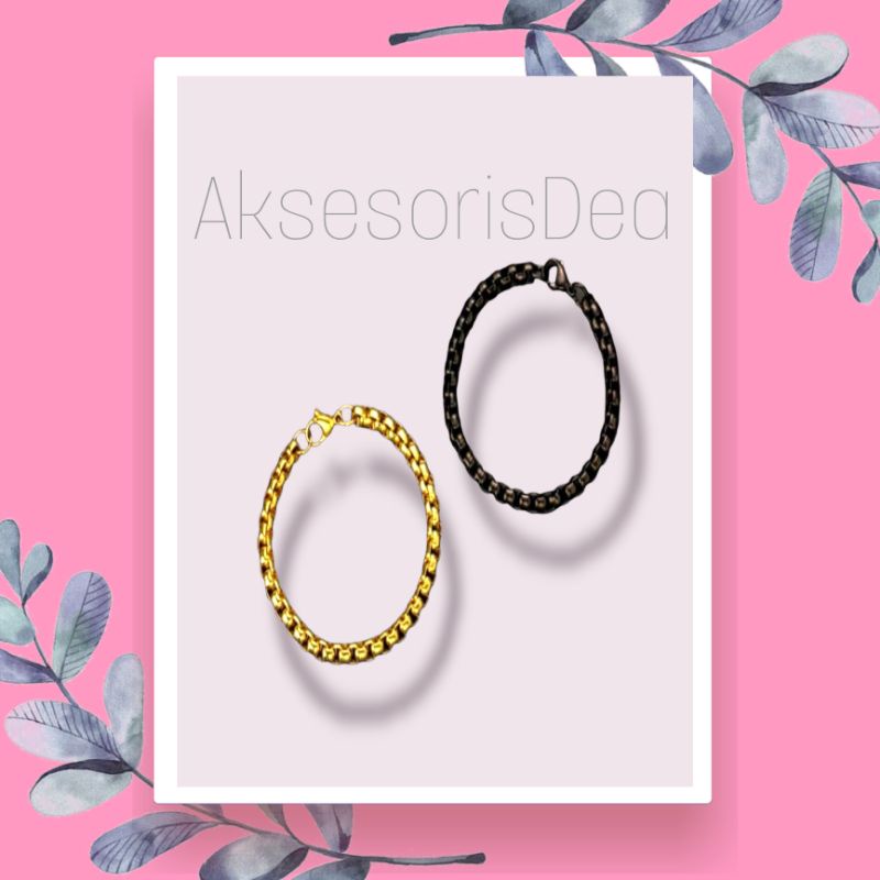 GELANG TITANIUM ROLO  BLACK PRIA WANITA FASHION / GELANG TITANIUM ANTI KARAT