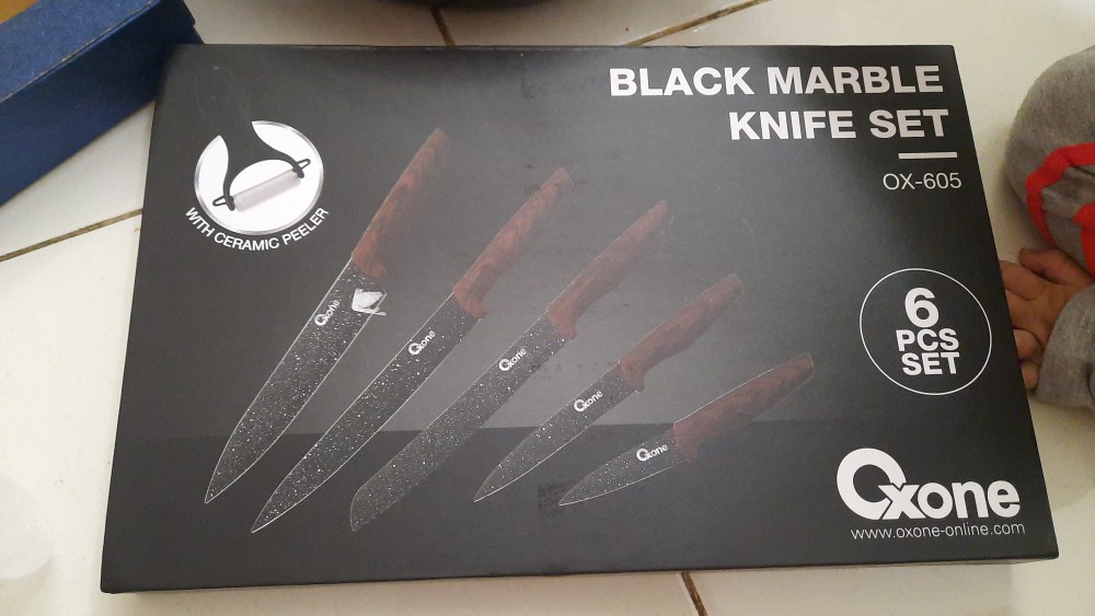 Pisau Dapur Oxone Black Marble Knife Set Ox-605
