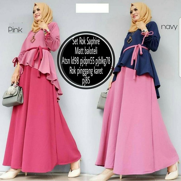 model baju muslim gamis terbaru dan modern Set Rok Saphire