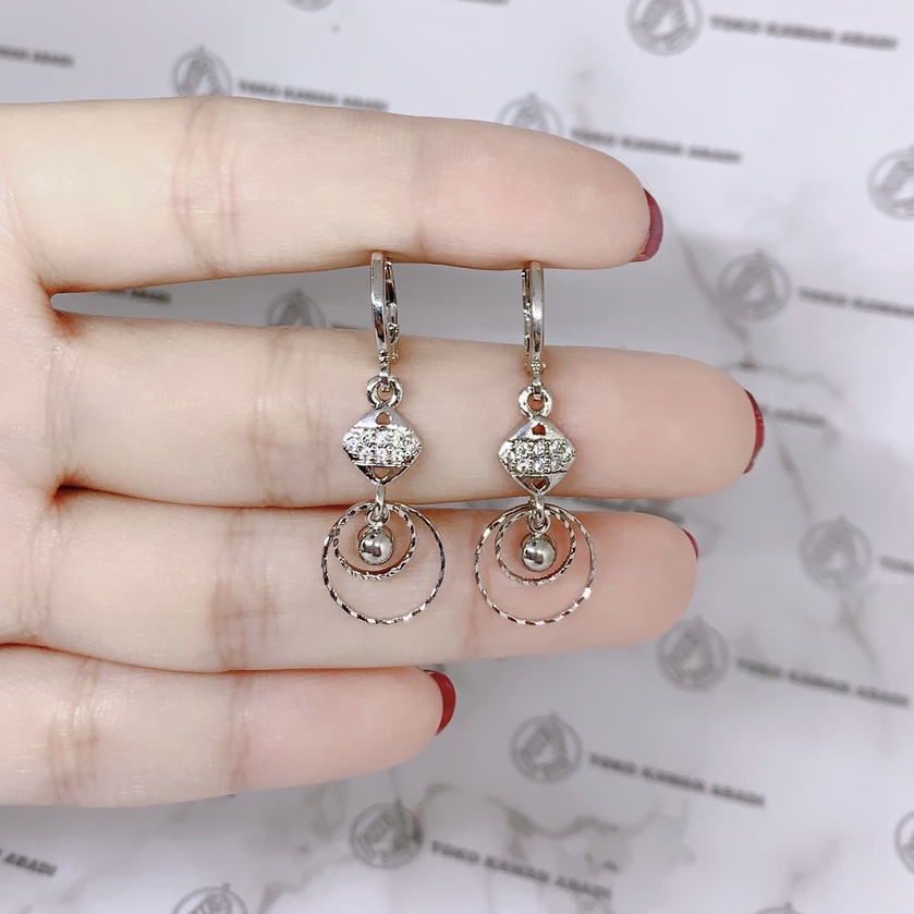 Anting Xuping Silver Perhiasan Fashion Wanita Model Ring Permata Baris *25