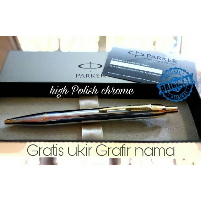 

Pulpen parker high polish chrome gratis ukir grafir nama