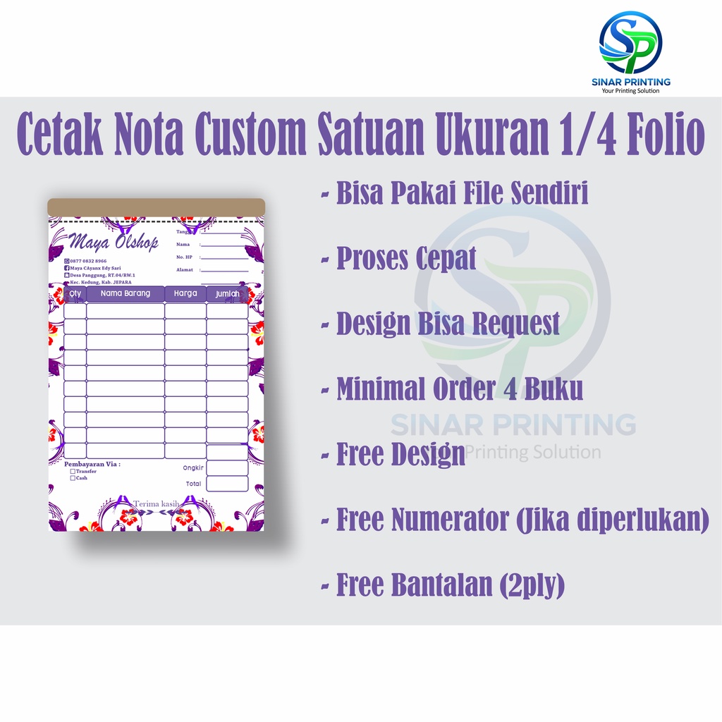 

NOTA OLSHOP MOTIF BUNGA - CUSTOM FREE DESIGN !!!