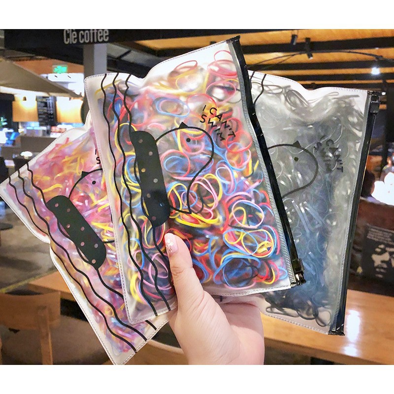 BBS - Ikat Rambut Korea I Can Swim isi 100 pcs Warna Warni Karet Rambut-3