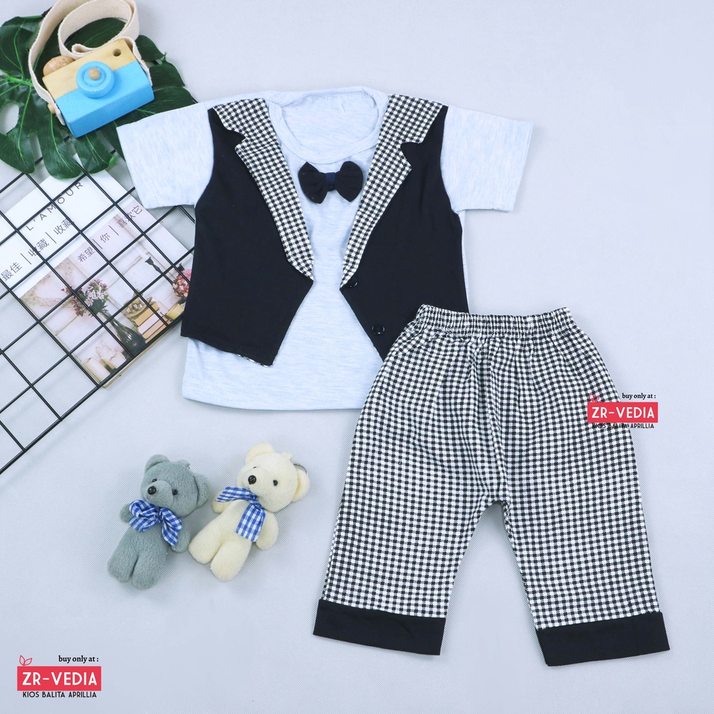 Setelan Rompi Baby Colin uk 3-18 Bulan / Export Class Set Baju Bayi Laki Kaos Lengan Rompi Celana