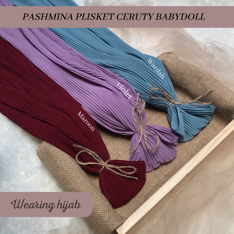 PASMINA PLISKET FULL PASHMINA CERUTY BABYDOLL PREMIUM / PLEATED SHAWL