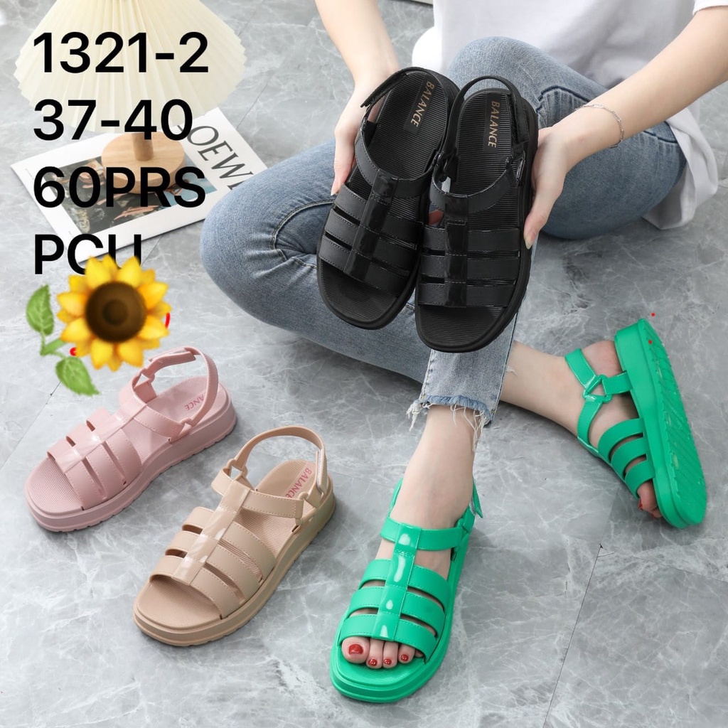 Sandal Karet Jelly Wedges Wanita import Model Terbaru Original Kekinian by AGUNG STYLE Balance 1321-2