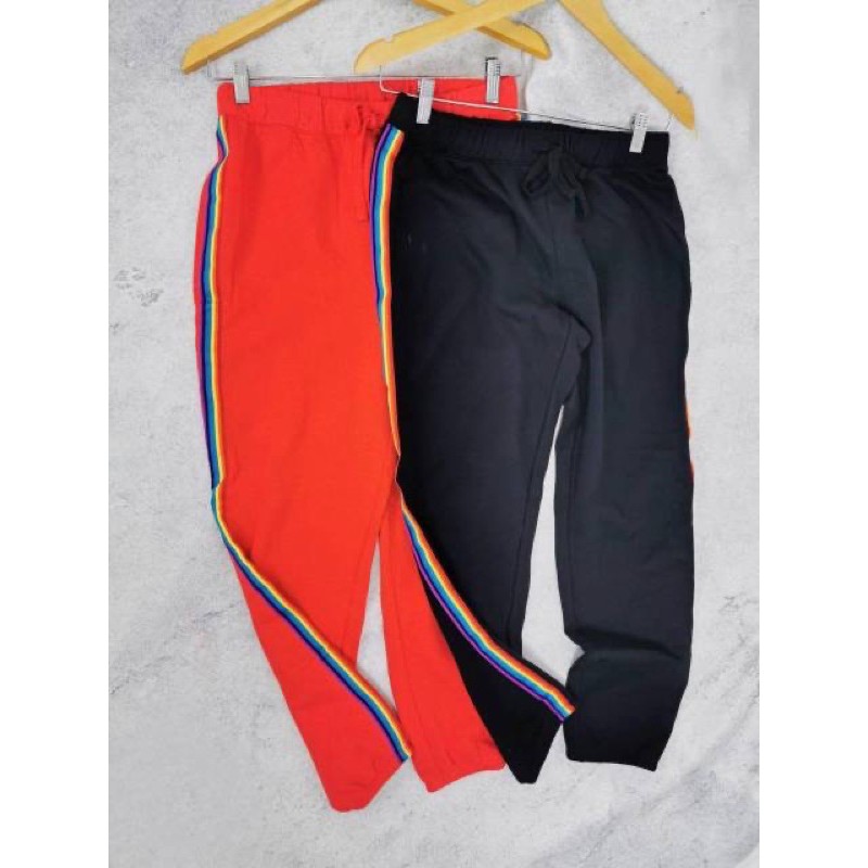 Flirtitude re&amp;black rainbow side stripe sweatpants