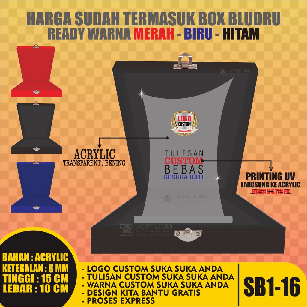 PLAKAT, PLAKAT AKRILIK, PLAKAT ACRYLIC, PLAKAT CUSTOM, VANDEL, PIAGAM PENGHARGAAN 15X10 + BOX SN41