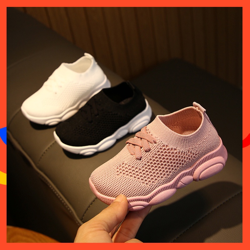 Sepatu Slip On Elastis Anak Laki-laki / Perempuan dengan Dasar Lembut Model Flyknit