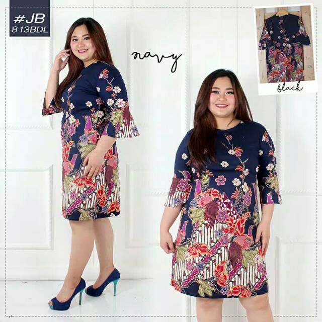 Dress batik berlina jumbo batik kantor jumbo terusan batik modern batik peplum murah dress modern