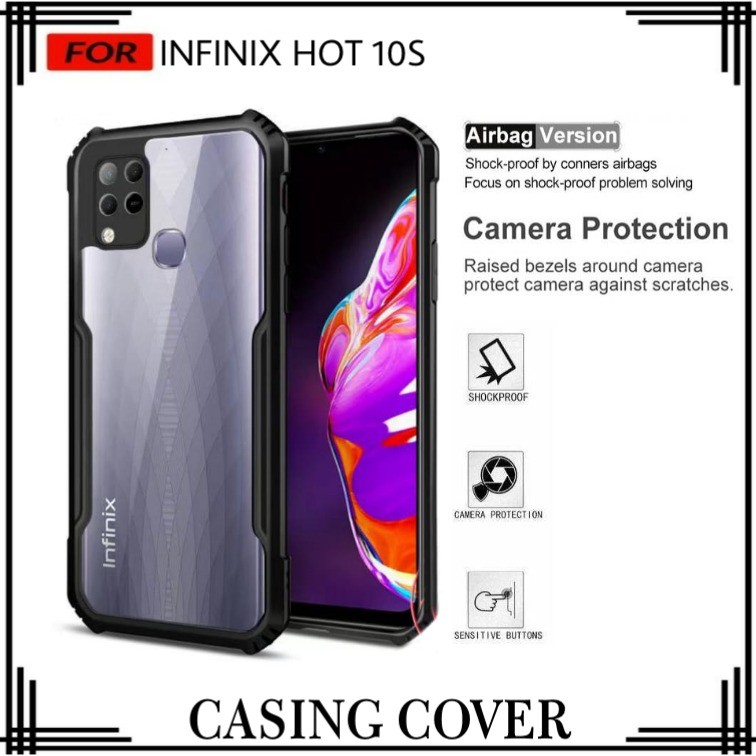 CASE INFINIX HOT 10S SOFT HARD CASE CLEAR ARMOR SHOCKPROOF PROTECT CAMERA HITAM