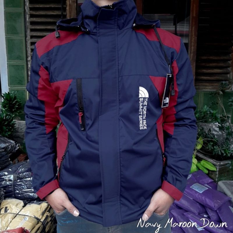 Jaket Tad Polos Murah / Jaket Gunung / Jaket Outdor Pria | Jaket Motor Harian | Jaket Couch-NAVY MARUN DOWN