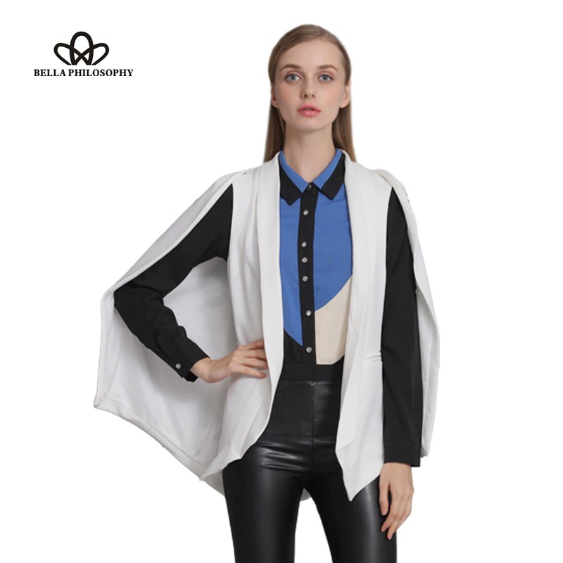 GROSIR Wonder 2018 Spring   blazer women outwears cape jacket spring wine red navy blue white