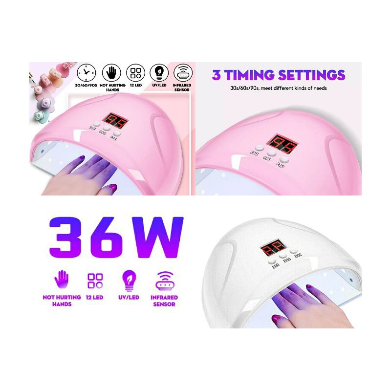 Professional Nail UV And LED Lamp pengering kuku kutek gel 36w  //  Lamp Gel Nail Lampu LED / Pengering Kutek Gel Nail Dryer