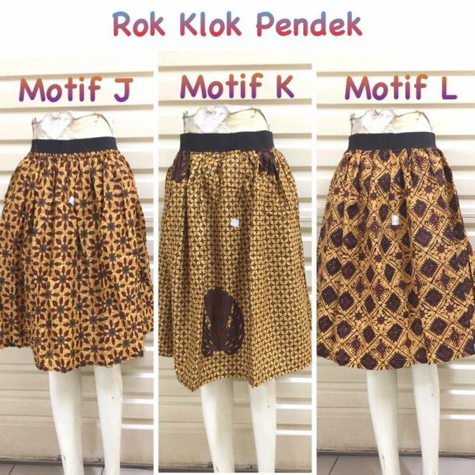 ROK KLOK PAYUNG PENDEK WANITA K008 MOTIF BATIK MIDI SKIRT BAWAHAN