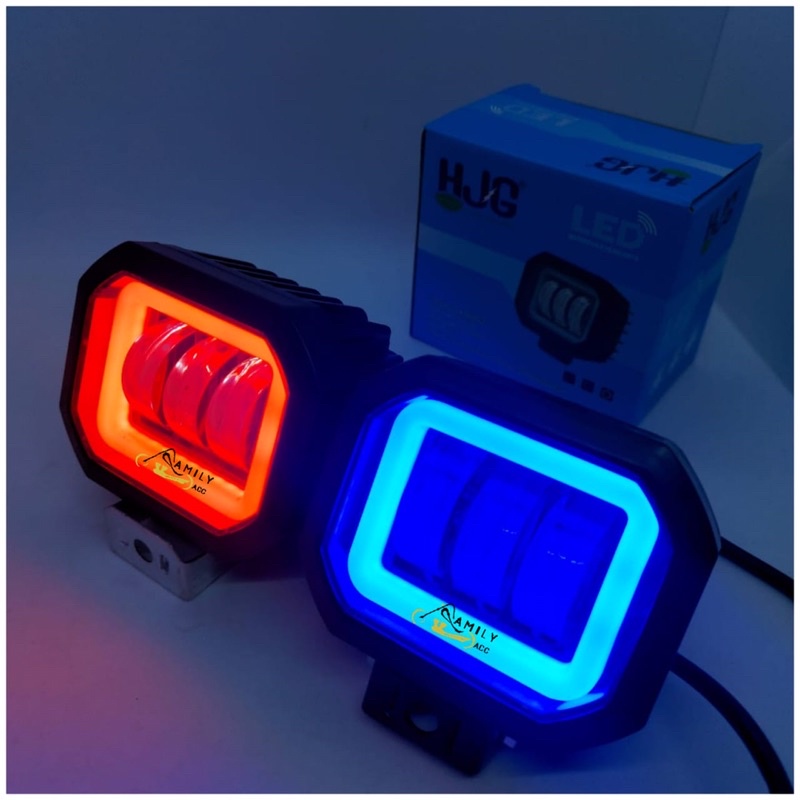 Lampu Tembak Sorot K30 3 Mata LED 60/80 Watt Daymaker Kotak + Angel Eye Motor dan Mobil Universal