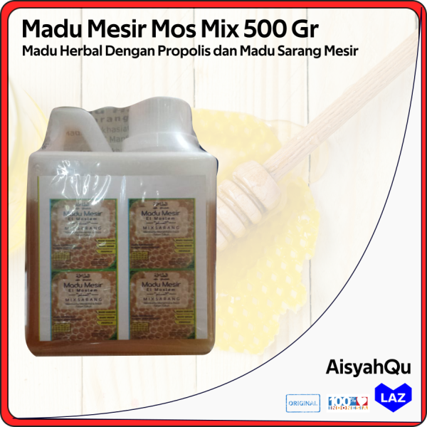 

[ 1 Botol @ 500 Gr] Madu Mesir Mix El Moslem Original Mix Sarang Dengan Madu Sarang Mesir