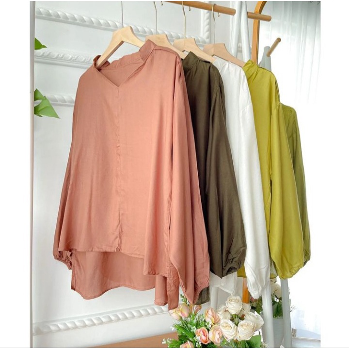 Volume Blouse Kemeja Vneck Rayon Viscose