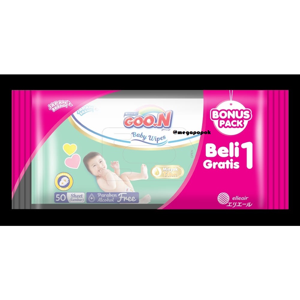 Goon Baby Wipes Isi 50 Sheets Beli 1 Gratis 1/Minyak Telon/Powder Parfum/megapopok