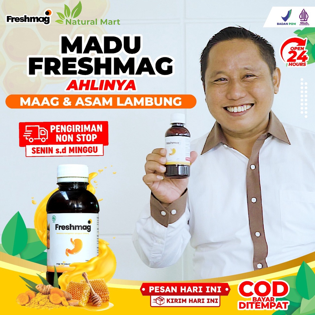 Original Freshmag - Madu Herbal Freshmaag Fresh Maag Presmag Atasi Gerd Asam Lambung &amp; Maag Kronis Tingkatkan Nafsu Makan Magh Lancarkan Pencernaan &amp; Sirkulasi Darah Isi 200ml