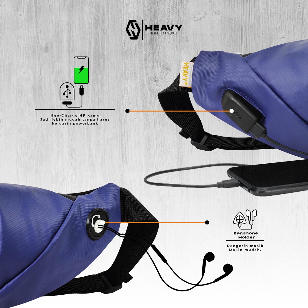 Obelix Waist Bag Heavy original waterprooff USB - Tas pinggang tahan air - Tas Pria