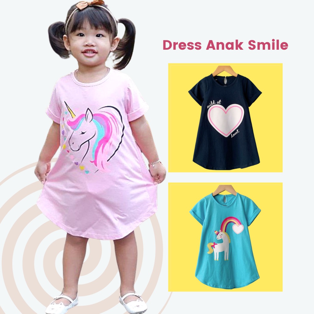 Daster anak smliee warna biru muda motif Berry