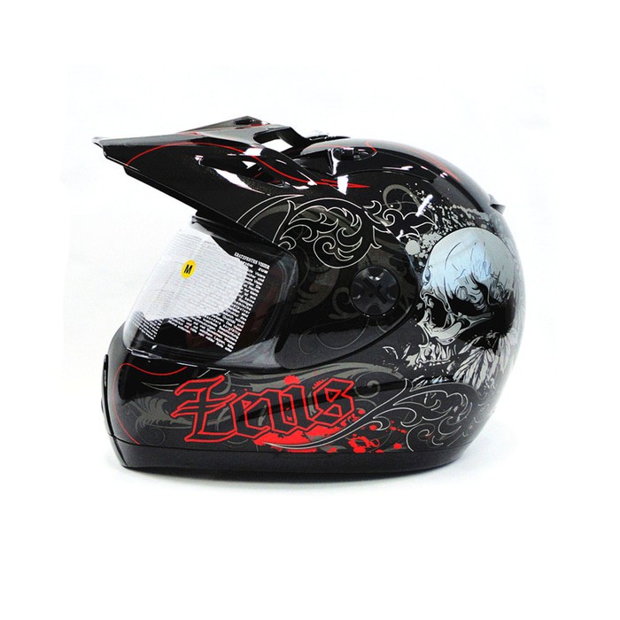 Helm Zeus Supermoto ZS-2100 Pearl Black/E13 Silver