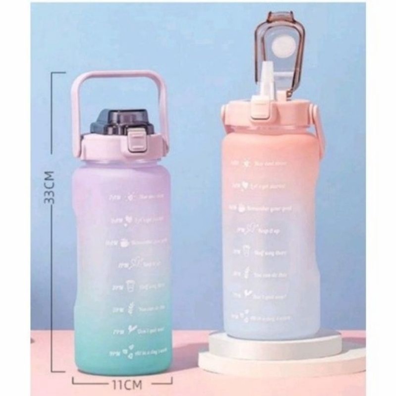 BOTOL MINUM JUMBO 2 LITER MOTIVASI WARNA GRADASU FOOD GRADE TRITAN