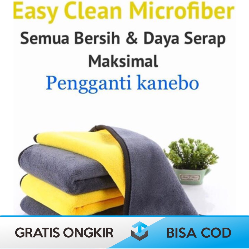 LAP KAIN MICROFIBER PREMIUM SERBAGUNA 30X40 CM 2 SISI 500GSM MURAH ORI