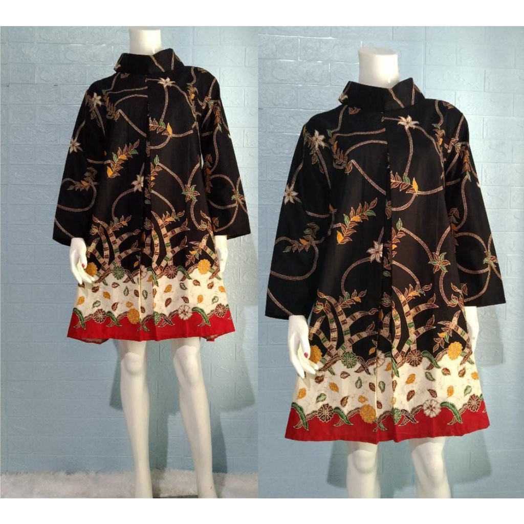 Dress Batik Pesta Elegan Modern Terbaru Tunik Raya Eid Kondangan Primisima Ori Motif Unik Cantik MD6