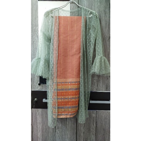Setelan bridesmaid paket setelan kondangan cardigan polka dan rok lilit instant tinggal pakai