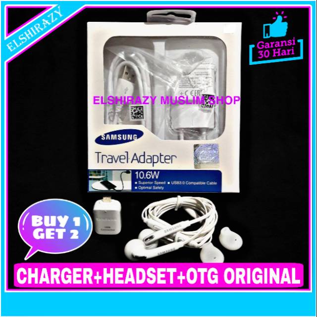 PROM Charger Headset OTG Samsung Galaxy ORIGINAL 100% Micro USB 5V 2A With Mic