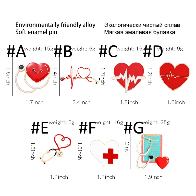 Bros Pin Enamel Bentuk Stetoskop Elektrokardiogram Hati Untuk Unisex