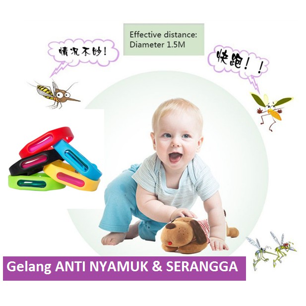 Gelang Tangan Anti Nyamuk dan Serangga Kecil radius 1,5 Meter- Mix Color / Gelang Bayi / Gelang anak