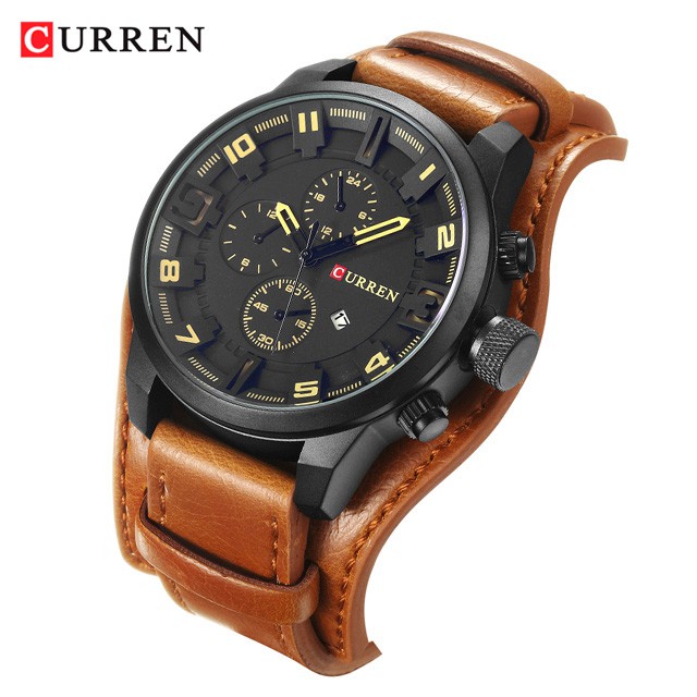 CURREN 8225 Jam Tangan Pria Analog Tali Kulit Chronograph Tidak Aktif WATCHKITE WKOS