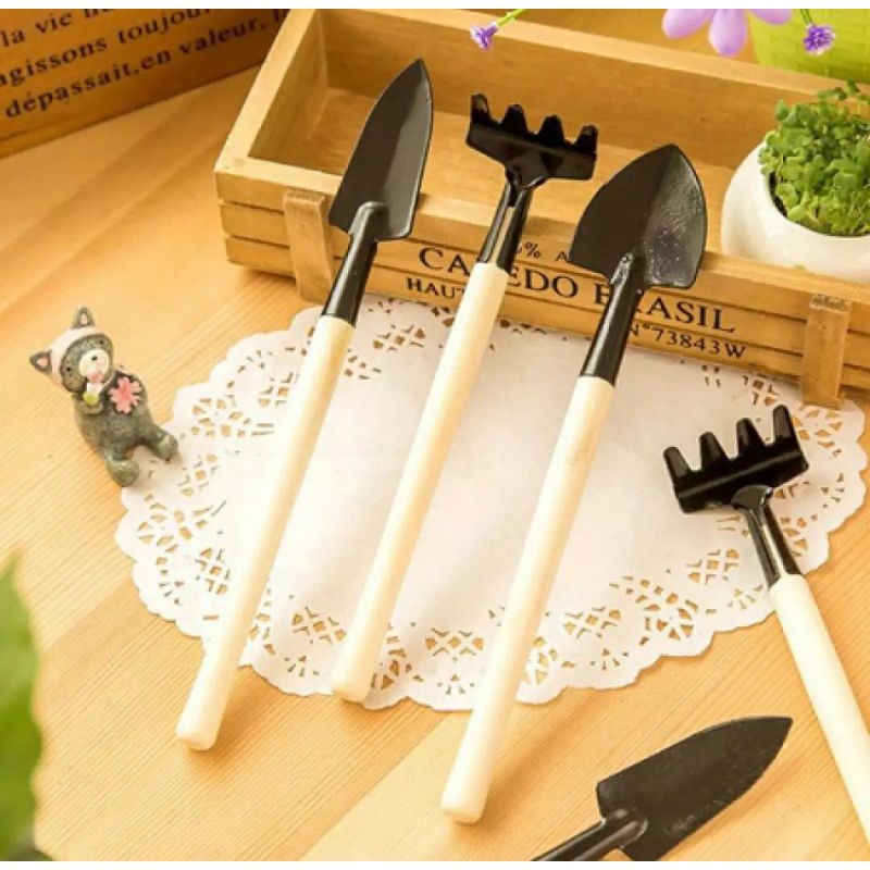 BB7 - Set Sekop Garpu Cangkul Mini 3 in 1 / Alat Berkebun / Garden Tools Ukuran Kecil