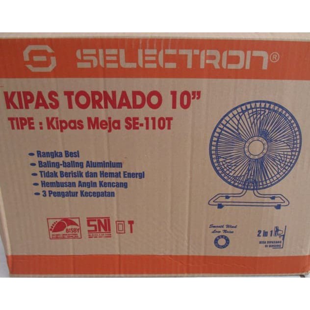 Kipas Tornado 10 inch Kipas Meja Rangka Besi Baling Alumunium SE-110T