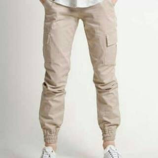  Jogger  Cargo wanita  warna cream ukuran  27 36 Shopee 