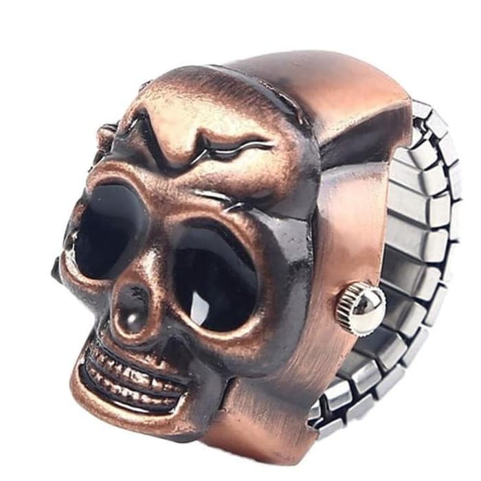 Dijual Jam cincin Jari pria wanita motif tengkorak skull steampunk halloween Diskon