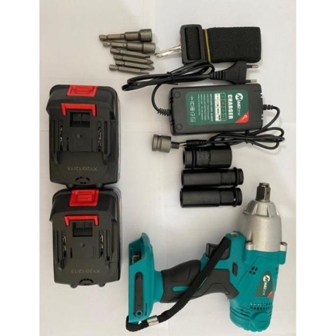 Baut Mur Pengencang Mesin Impact Wrench Baterai Buka Baut 0.5 In Cordless 21V