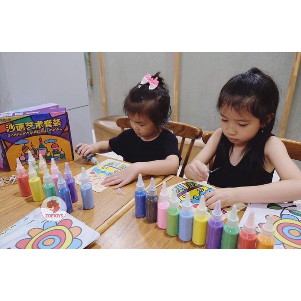 Zoetoys Sand Painting Set With Box | DIY Melukis Pasir  Menggambar Prakarya mewarnai | Mainan Edukasi Anak Cari kado Natal