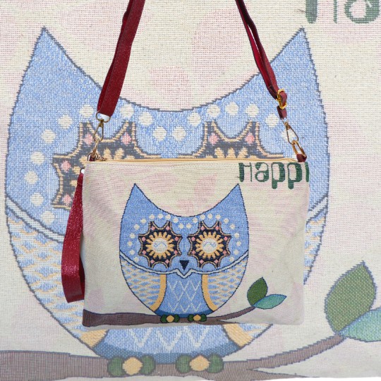 Slingbag Handbag Etnik Tas Selempang Bahan Kanvas Tenun Motif Burung Hantu OWL