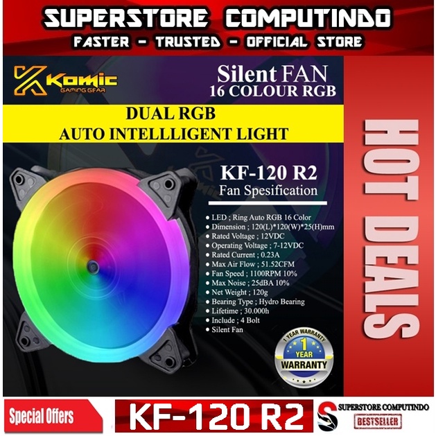 Fan Casing KOMIC KF-120 R2 12cm LED Auto Dual RGB - KOMIC KF120 R2