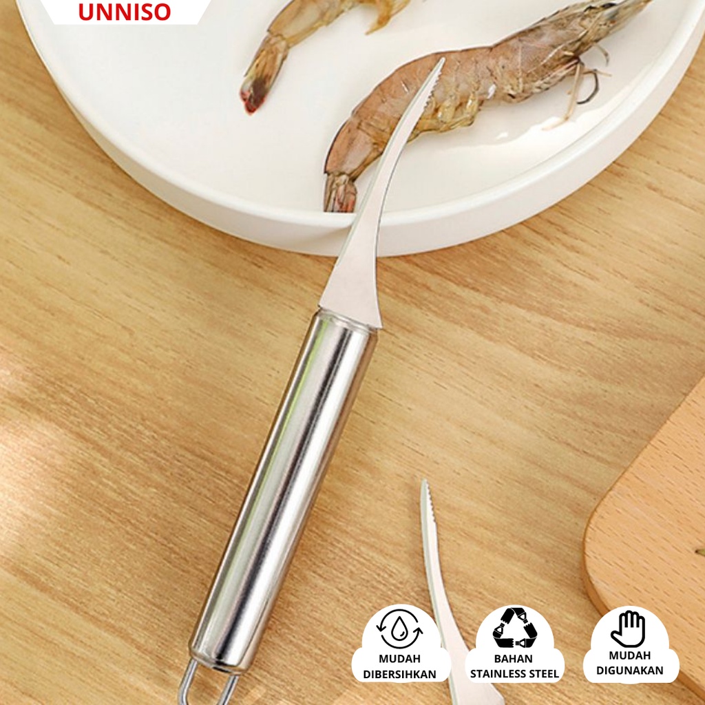 UNNISO - Pisau Pengupas Cangkang Kulit Udang Stainless Steel PU2
