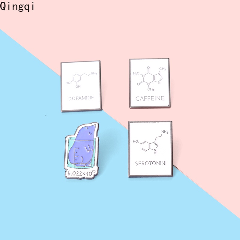 Bros Pin Enamel Desain Struktur Molekul Dopamine Serotonin Beaker Bahan Metal Untuk Hadiah