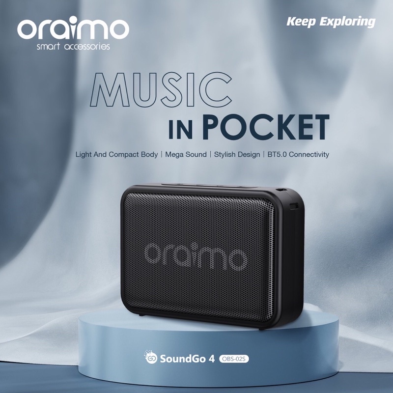 Oraimo OBS-02S SoundGo 4 Ultra-Portable Wireless Bluetooth Speaker - Garansi 1 Tahun