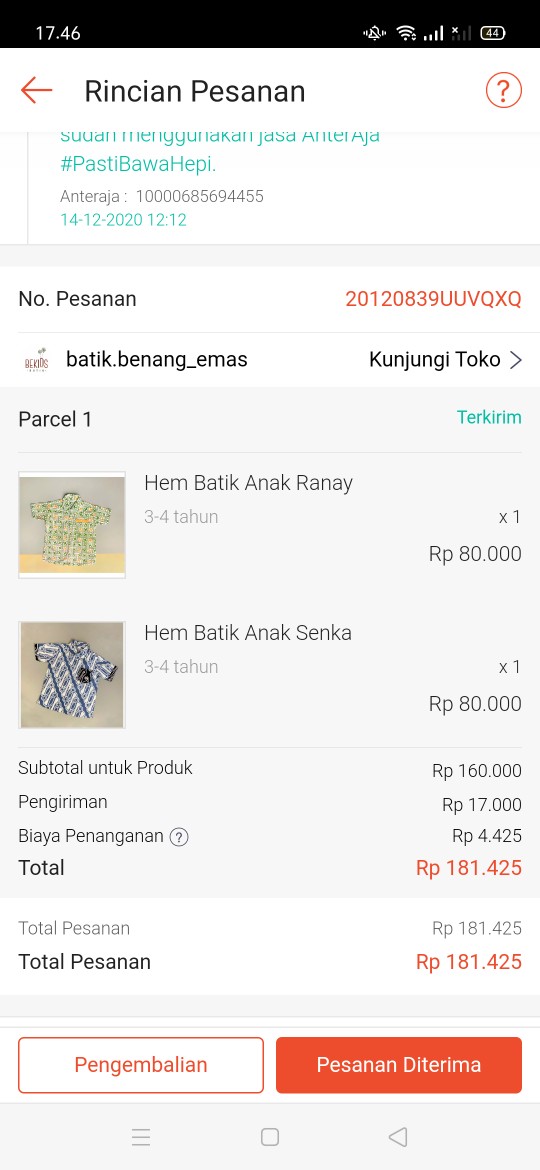 Hem Batik Anak Senka